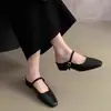 Saia Sapatos de Noite Franceses com Primavera Baixa 2025 Mary Jane Nova Sandálias com Biqueira Prateada Sapatos Femininos Salto Suave
