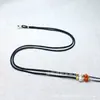 Cordón para Collar de Cuentas Dzi Trenzado Cruzado Semi-Terminado, Cordón de Cadena para Clavícula con Colgante de Paz de Ágata de Jade, Colgante de Jade de Doble Agujero