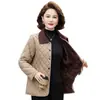 Ropa para Mujeres de Tallas Grandes de Mediana Edad y Mayores Chaqueta de Algodón Cálido con Más Terciopelo Ropa de Otoño e Invierno para Madres Chaqueta Ligera de Algodón con Solapa Ropa Exterior para Mujeres