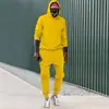 Moletom de Fleece 2025 Masculino com Capuz Outono e Inverno Novo Solto Cor Lisa Tamanho Grande Pulôver Liso Calça Longa Conjunto Casual