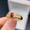 ¡Anillo de Rubí con Monturas Finamente Elaboradas de Plata 925! Piedra Principal 4*5mm Rubí Natural, Admite Pruebas