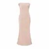 Vestido Estilo Férias para Mulheres, Elegante Vestido de Aniversário, Cetim Pesado, Vestido Tomara-que-caia Puro e Sexy com Cintura Marcada e Saia Longa que Molda o Quadril