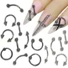 Acessórios de Rebites Populares para Nail Art Transfronteiriços, Tachas Metálicas Estilo Europeu e Americano, Liga Metálica White K Gun Decorações Pretas para Unhas