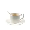 [Xícara e Pires de Café Branco Puro de Tangshan com Logotipo Personalizado, Xícara e Pires de Chá da Tarde Estilo Nórdico com Design Floral Completo e Logotipo de Imagem Personalizável]