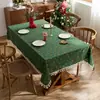 Toalha de Mesa de Natal Poliéster Algodão Estampagem a Quente com Tassel na Borda de Algodão Toalha de Mesa de Jantar Toalha de Mesa Retangular Decoração de Atmosfera Toalha de Mesa