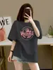 Camiseta Oversize de Manga Corta Estilo Europeo para Mujer, Nueva Tendencia de Verano 2024, Marca Trendy, Cuello Redondo, Corte Holgado, Top de Longitud Media, Tendencia Ins