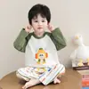 Pijama Infantil para Meninos, Algodão Primavera e Outono 2026 Novo Estilo, Desenho Egg Boy Manga Longa Calça Longa Conjunto para Dormir em Casa
