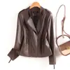 Chaqueta de Piel de Oveja Clásica de Alta Calidad, Elegante, con Cuello Alto, para Mujer, Estilo Corto, Moda Transfronteriza al por Mayor