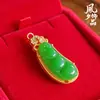Nuevo Colgante Multicolor con Incrustaciones de Diamantes en Forma de Frijol, Colgante de la Fortuna de Jade con Incrustaciones Doradas Vintage, Joyería Disponible al por Mayor