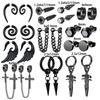 Brincos masculinos personalizados da moda masculina Brincos pretos com orifícios para orelhas Conjunto de brincos de temperamento masculino Amazonas transfronteiriço