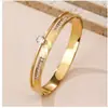 Pulsera de Diamante de Circonita de Doble Fila Super Brillante Nueva Coreana con un Solo Diamante en Oro Rosa Pulsera de Acero de Titanio Personalizada de Moda Joyería para Mujer