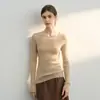 Suéter Kang Sai Ni de Cashmere 100% Puro de Alta Qualidade Feminino Novo Estilo Inverno 2026 Gola Redonda Baixa Slim Fit Malha Camada Base