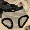 Estilo Esportivo Cor Contrastante Roupa Íntima Feminina Sem Costura Feminina 2025 Nova Algodão Puro Virilha Antibacteriana Cintura Média Empina Bumbum Respirável Calcinha