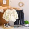Conjunto de Roupa de Outono para Meninos 2025 Novo Estilo Coreano Conjunto de Duas Peças de Manga Comprida Primavera e Outono para Crianças Roupas da Moda para Bebês Atacado