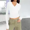 Camiseta básica ajustada de manga larga con cuello en V para mujer, otoño e invierno, Amazon, nueva tendencia europea y americana, para mujer