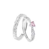 Anillos de Pareja Candy Plata de Ley 925 para Hombres y Mujeres, un Par de Anillos de Diseño de Corazón de Lujo Ligero de Nicho, Regalo de San Valentín