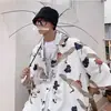 Camisa de Manga 3/4 Masculina Estilo Coreano Tendência Verão Estampada Solta Ins Manga Curta Casual Top Jovem