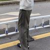 Pantalones deportivos de tres barras verde militar para hombre, estilo americano, estilo retro, con rayas laterales, rectos, de verano