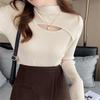 Suéter de cuello alto medio transfronterizo para mujer, base 2022, nuevo diseño calado, nicho, cuello medio, suéter interior de punto