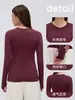 Nueva Ropa de Yoga Cómoda y Transpirable de Manga Larga para Mujer, Malla de una Pieza sin Costuras de Manga Larga, Tejida, Cuello Redondo, Camiseta Deportiva D19083