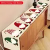 Caminho de Mesa de Natal Festa na Cozinha Mesa de Jantar Guirlanda de Árvore de Natal Boneco de Neve Sinos Rena Papai Noel Decoração de Caminho de Mesa de Natal