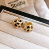 Pendientes Geométricos de Leopardo con Aguja de Plata Bañada en Oro Real Pendientes Vintage Maillard Pendientes de Moda Elegantes Lujo Ligero Alto Sentido