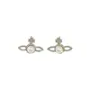 Lujo Accesible Francés Elegante Diseño de Nicho Pendientes Personalizados Serie Saturno Pendientes de Diamante y Perla Pendientes de Gama Alta