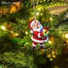 Pingente Papai Noel Ano Novo de Natal Acrílico Plano 2D Papai Noel Rena Trenó Enfeites de Árvore de Natal