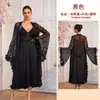 Conjunto de Roupão Longo Patchwork de Renda Feminino para Comércio Exterior Vestido Slip de Renda 3D com Decote em V Roupa de Dormir 1286+1260