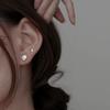 Pendientes de botón asimétricos con forma de luna y planeta con aguja de plata S925, elegantes, con hebilla giratoria de diamante Super Flash, pendientes para dormir
