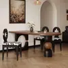Mesa de Comedor Estilo Francés Vintage, Madera Maciza Retro, Forma Ovalada, Adecuada para Hogares Pequeños, Mesa de Comedor y Escritorio Integrados para Sala de Estar Estilo Antiguo Negro