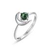 Anillo de plata de ley S925 con forma de estrella y luna de ágata acuática de lujo transfronterizo para mujer, fabricantes de anillos de menisco de circonita cúbica de plata al por mayor