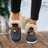 Botas de nieve para mujer sin cordones con ribete de pelo, talla grande, botas de algodón, Navidad, estilo europeo y americano, botines, otoño e invierno, comercio exterior, cálidas, de suela plana, con bloques de color, transfronterizas