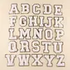 Patches Bordados com Letras Inglesas Bordadas em Ouro, Patches Bordados Autoadesivos de Chenille para Acessórios de Roupa