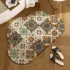 Alfombrilla de Piso Absorbente de Barro Diatomeas Suave con Diseño Floral a Cuadros Estilo Retro Americano para Baño Antideslizante Alfombrilla para Pies Alfombrilla de Piso para Lavabo Venta al por Mayor