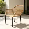 Cadeira de Rattan para Pátio Externo, Mesa e Cadeiras de Lazer, Varanda Aberta para Jardim Residencial, Cadeira Criativa com Encosto de Corda para Pousada, Mesinha de Café
