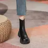 Botas de moda estilo británico para mujer, con suela gruesa, que aumentan la altura, botines, nueva colección otoño/invierno 2026, forradas de felpa, corte ajustado, de tacón alto, botines cortos