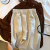 Calça Casual Amendoada de Corte Curvo Estilo Old Money para Mulheres, Nova Coleção de Outono, Tamanho Plus, Cintura Alta, Caimento Solto, Emagrecimento, Calça Cropped de Perna Larga