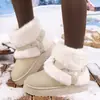 Botas de Nieve Talla Grande para Mujer Forradas de Polar Engrosadas Cálidas de Invierno Antideslizantes Impermeables Botas de Media Pantorrilla Suela Gruesa Zapatos de Algodón para Mujer