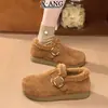 Zapatos Birkenstock Originales de Piel con Suela Gruesa Totalmente Cerrados para Mujer Invierno Calentitos con Felpa Zapatos sin Cordones de Lana de Cordero y Algodón Mocasines