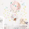 Novo elefante de desenho animado coelho balão de ar quente quarto infantil varanda Decoração de parede adesivos de parede decorativos 391-216
