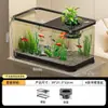 Aquário ecológico de plástico para peixes dourados com tampa transparente para sala de estar, pequeno tanque de mesa para paisagens de luxo, tanque para tartarugas