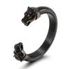 Tendência de moda europeia e americana estilo punk masculino joias de aço inoxidável aço titânio cabeça de lobo pulseira de couro aberta