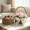 Oso de Manualidades con Rama Retorcida Cesta de Flores Ramo Girasol Cesta de Flores de Mano Decoración de Mesa de Navidad Año Nuevo