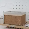 Caixa de Armazenamento Estilo Japonês, Cesta de Armazenamento para Sala de Estar e Quarto, Cesta de Armazenamento de Palha e Rattan Sintéticos, Cesta de Armazenamento para Armário de Casa