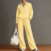 Conjunto Deportivo Casual Transfronterizo Nuevo 2026: Conjunto de Dos Piezas de Sudadera con Cuello Alto y Bloques de Color Estilo Europeo y Americano con Pantalones de Pierna Ancha