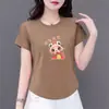 Prosperidad del Comercio Exterior Transfronterizo, Año de la Serpiente, Camiseta Estampada de Manga Corta para Mamá que Reduce la Edad, Top Holgado para Mujeres de Mediana Edad y Mayores