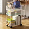 Escritorio móvil con almacenamiento, estantería de pie, carrito para libros para aula con ruedas, estantería simple para estudiantes para organizar libros