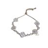 Pulsera de Trébol Completamente de Diamante para Niña Rica para Mujeres, Circonita Modelo Nuevo 2026, Aleación Popular de Nicho Exquisita Joyería para Mujeres