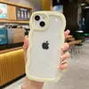 Borda de Onda Grande Adequada para Capa de Celular iPhone 17 Duas em Uma Apple 16 Cor Doce 15 Transparente 14 Simples 13